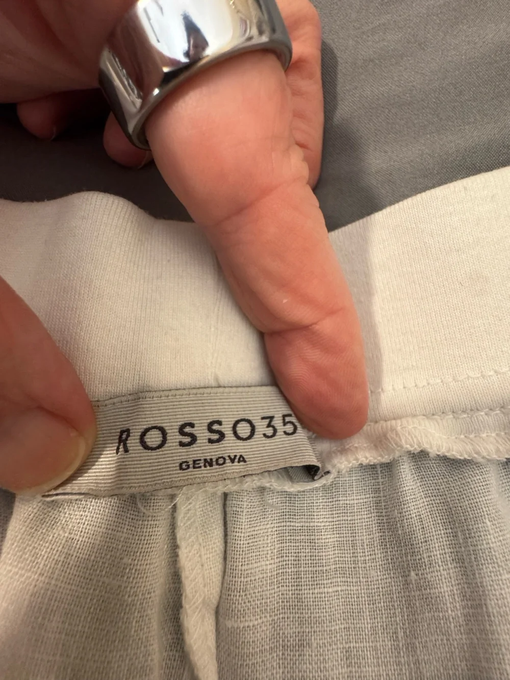 ROSSO35 White Linen Blend Pull-On Pants Made in Italy Size 44 (US Size 8)